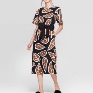 Who What Wear Fall Linen Leaf Dress - Medium